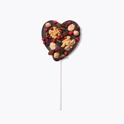 Piruleta de chocolate en forma de corazón - San Valentín
