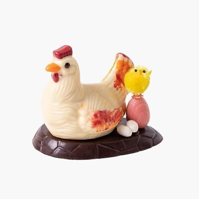 Mini-Huhn aus weißer Schokolade – Tierfigur aus Schokolade für Ostern