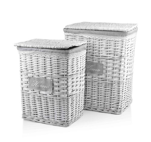 WILL Set of 2 rectangular laundry baskets XL:33x45xh59/L:28x39xh49cm