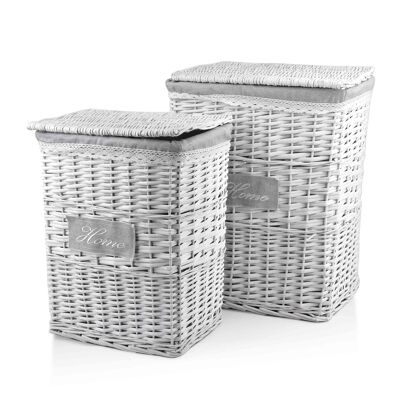 WILL Set of 2 rectangular laundry baskets XL:33x45xh59/L:28x39xh49cm