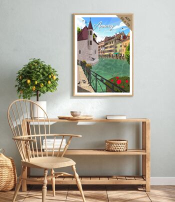 Affiche de voyage vintage et tableau bois pour décoration d’intérieur / Annecy - Palais de l'Île 2