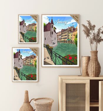 Affiche de voyage vintage et tableau bois pour décoration d’intérieur / Annecy - Palais de l'Île 3