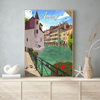 Affiche de voyage vintage et tableau bois pour décoration d’intérieur / Annecy - Palais de l'Île 7