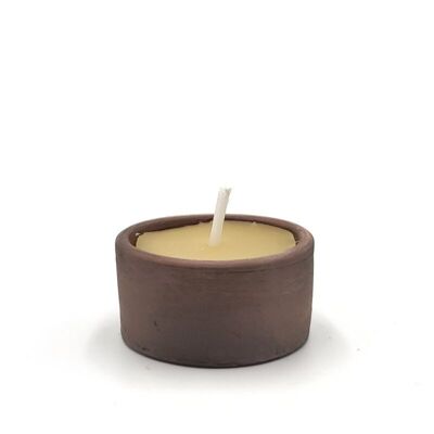 Candela tealight in cera d'api in vaso di terracotta