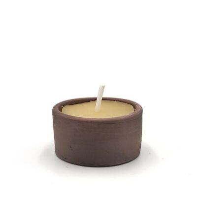 Beeswax tealight candle in clay pot