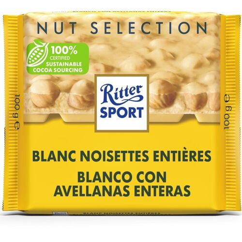 RITTER SPORT - Chocolat Blanc Noisettes Entières - Tablette 100 g