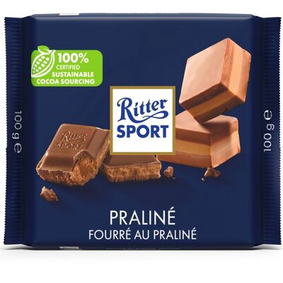 RITTER SPORT - Praliné - Chocolate con leche entero con relleno cremoso de praliné premium - tableta de 100g