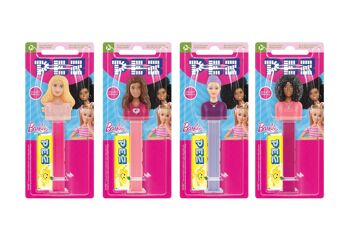 PEZ  Boîte présentoir de 12 Blisters Barbie : 1 distributeur + 1 recharge goût fruit 2