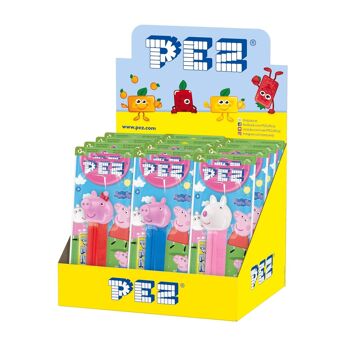 PEZ  Boîte présentoir de 12 Blisters Peppa Pig : 1 distributeur + 1 recharge goût fruit 1