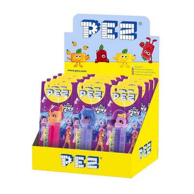PEZ Caja expositora de 12 Blisters My little pony: 1 dispensador + 1 recambio sabor frutas