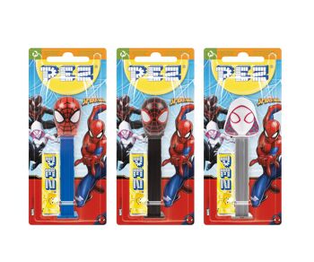 PEZ  Boîte présentoir de 12 Blisters Spiderman : 1 distributeur + 1 recharge goût fruit 2