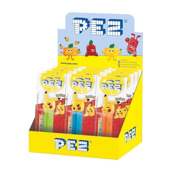 PEZ  Boîte présentoir de 12 Blisters Pikachu : 1 distributeur + 1 recharge goût fruit 1