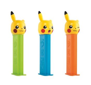 PEZ  Boîte présentoir de 12 Blisters Pikachu : 1 distributeur + 1 recharge goût fruit 2