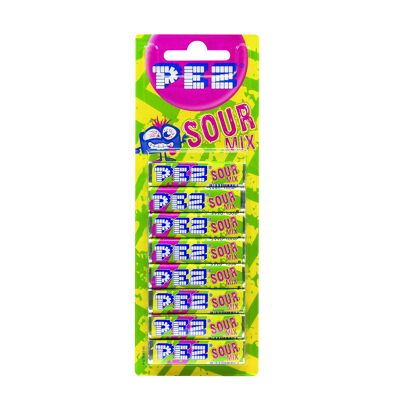 PEZ BLISTER 8 REFILLS of sparkling and sour candies
