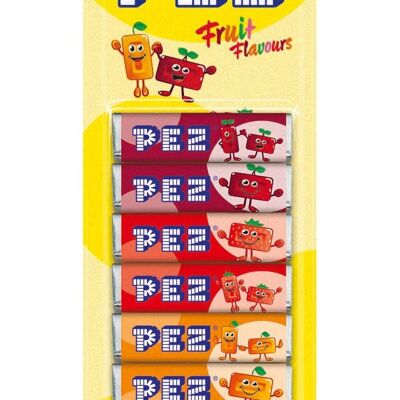 PEZ BLISTER 8 RECHARGES de bonbons PEZ Fruits-framboise, orange, citron, fraise et cerise-