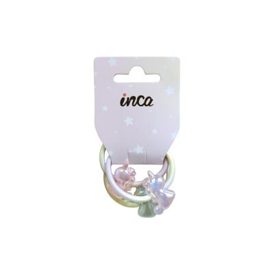 Pack of 3 children's hair ties with Unicorn decorations.
