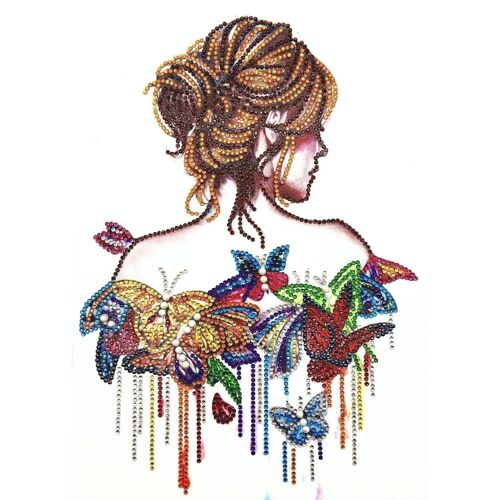 Diamond Painting Girl with Butterflies, 24x34 cm, Special Drills