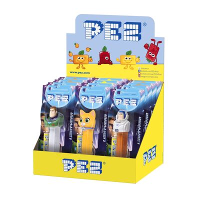 PEZ Display box de 12 Blisters Buzz Lightyear: 1 dispensador + 1 recambio sabor fruta
