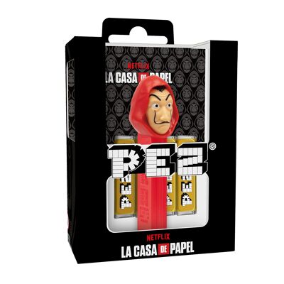 PEZ – Licence CASA DE PAPEL – Combinaison unique de bonbons aux goûts cerise et d’un distributeur –