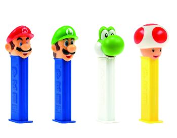 PEZ  Boîte présentoir de 12 Blisters Nintendo : 1 distributeur + 1 recharge goût fruit 2