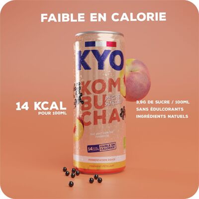 KYO Lattina 33cl Kombucha Pesca Sambuco bio - Frizzante - a basso contenuto di zucchero - analcolica e artigianale