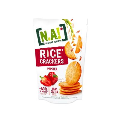 N.A! Nature Addicts - Rice Crackers Paprika - 12 Sachets de 85gr- Crackers Fins de Riz, Légers et Craquants - 60% de Matières Grasses en Moins que les Biscuits et Chips Apéritifs du Marché -