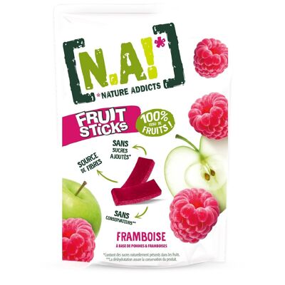 N.A! Nature Addicts - Sachet de Fruit Sticks Framboise 40g - 100% Issu de Fruits - Sans Sucres Ajoutés, Sans Édulcorants ni Conservateurs - Sachet Refermable à Emmener Partout -