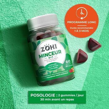 Zohi - Complément Alimentaire Minceur - 60 gummies de fruits goût Framboise Pamplemousse - Pilulier 30 jours 180g 2