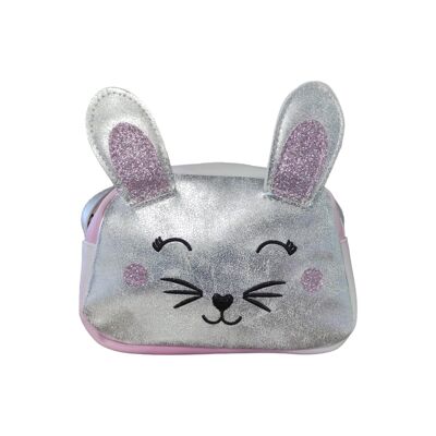 Silver kitten children's bag with long handle