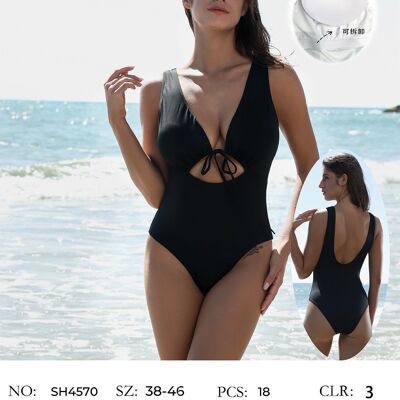 Low-cut swimsuit with opening