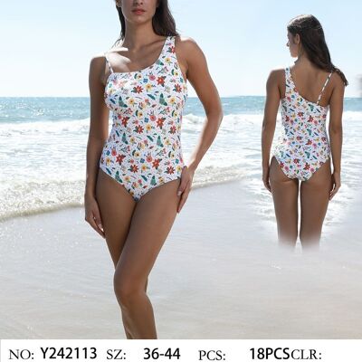 Floral print side strap swimsuit