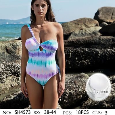 Printed asymmetrical cup swimsuit