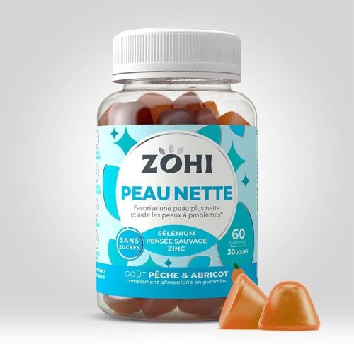 Zohi - Complément Alimentaire Peau nette parfum pêche abricot, Pilulier 30 jours 180g