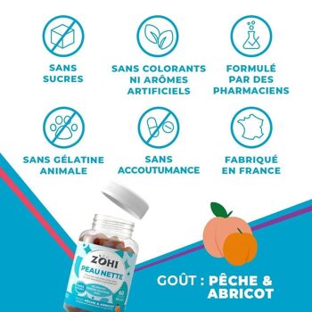 Zohi - Complément Alimentaire Peau nette parfum pêche abricot, Pilulier 30 jours 180g 3