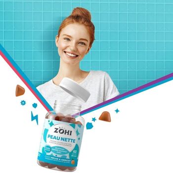 Zohi - Complément Alimentaire Peau nette parfum pêche abricot, Pilulier 30 jours 180g 5