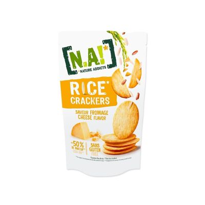N.A! Nature Addicts - Rice Crackers Fromage - 12 Sachets de 85gr- Crackers Fins de Riz, Légers et Craquants - 50% de Matières Grasses en Moins que les Biscuits et Chips Apéritifs du Marché -