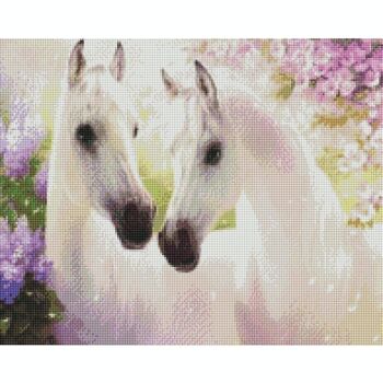 Diamant Peinture Chevaux Blancs Amoureux, 40x50 cm,Forets Carrés 6