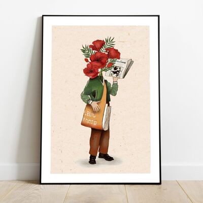 Poster A4 con bouquet di papaveri
