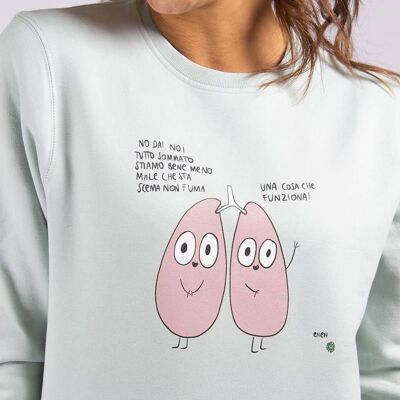 Crew Neck Sweatshirt "Lungs"__M / Acqua