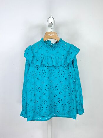 Top à volants, à broderie anglaise et à manches longues pour fille 5