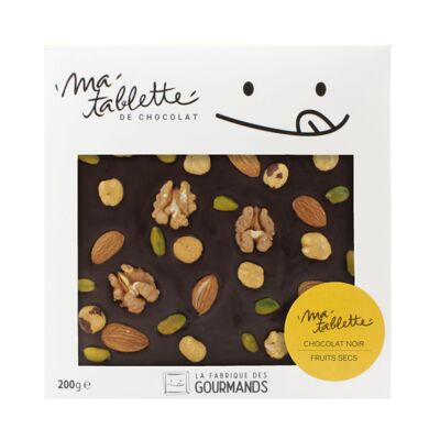 Tavoletta di cioccolato fondente 200g. - Frutta secca