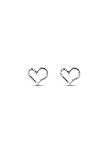 Boucles D'oreilles Tige Coeur Ouvert Argent 5