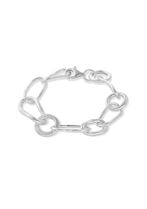Bold Hammered Chain Bracelet Silver