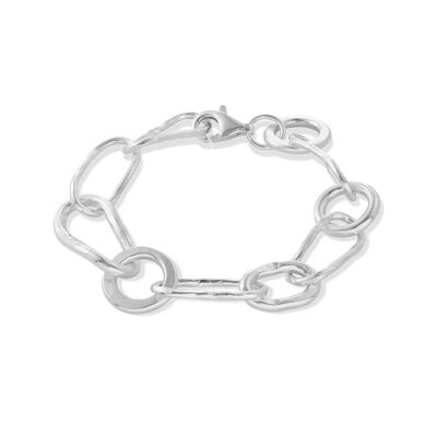 Bracelet chaîne martelé audacieux en argent