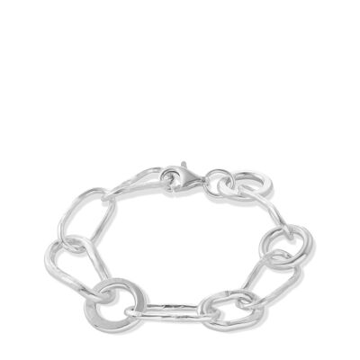 Bold Hammered Chain Bracelet Silver