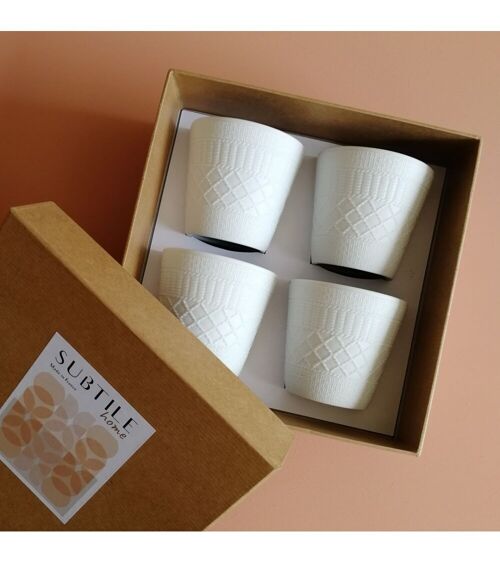 Coffret 4 tasses expresso Bucolique cannage