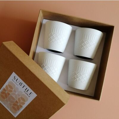 Box of 4 espresso cups Bucolique cannage
