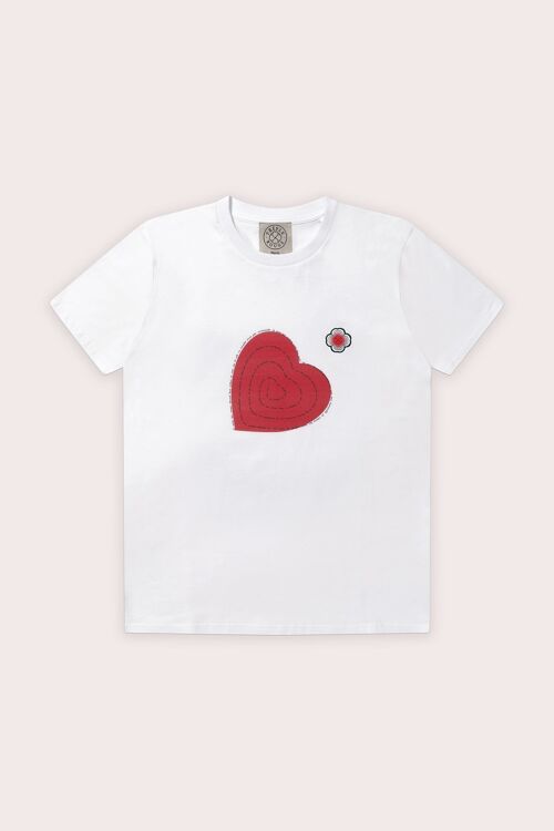 T-shirt blanc et rouge Mon Coeur