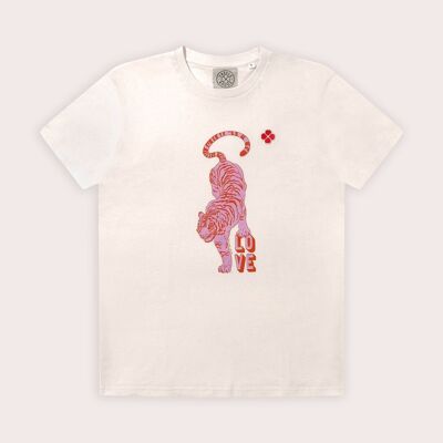 T-shirt écru Velvet Emotion rose