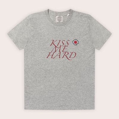 T-shirt Kiss Me Hard grigio melange